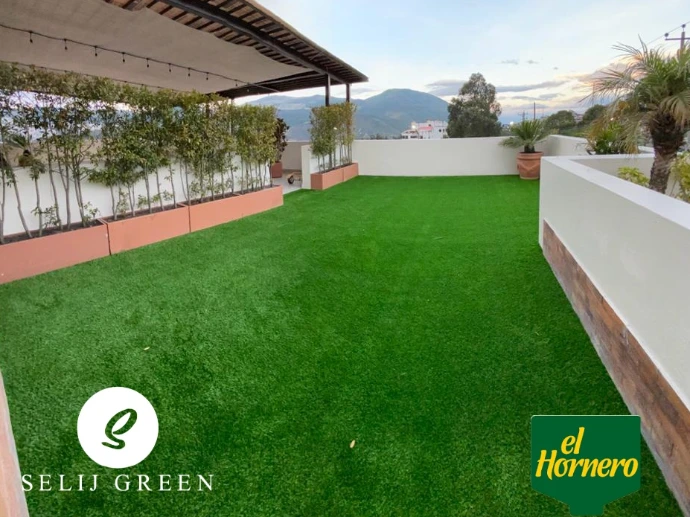 Césped sintético para exteriores y terrazas comerciales, restaurantes de alto tráfico. . SELIJ GREEN